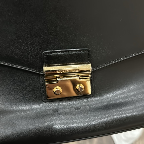 Michael Kora Black & Gold Leather Messenger Bag - Picture 6 of 17